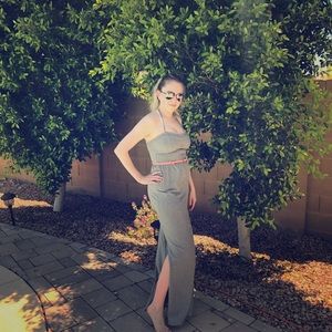 Medium gray maxi halter dress